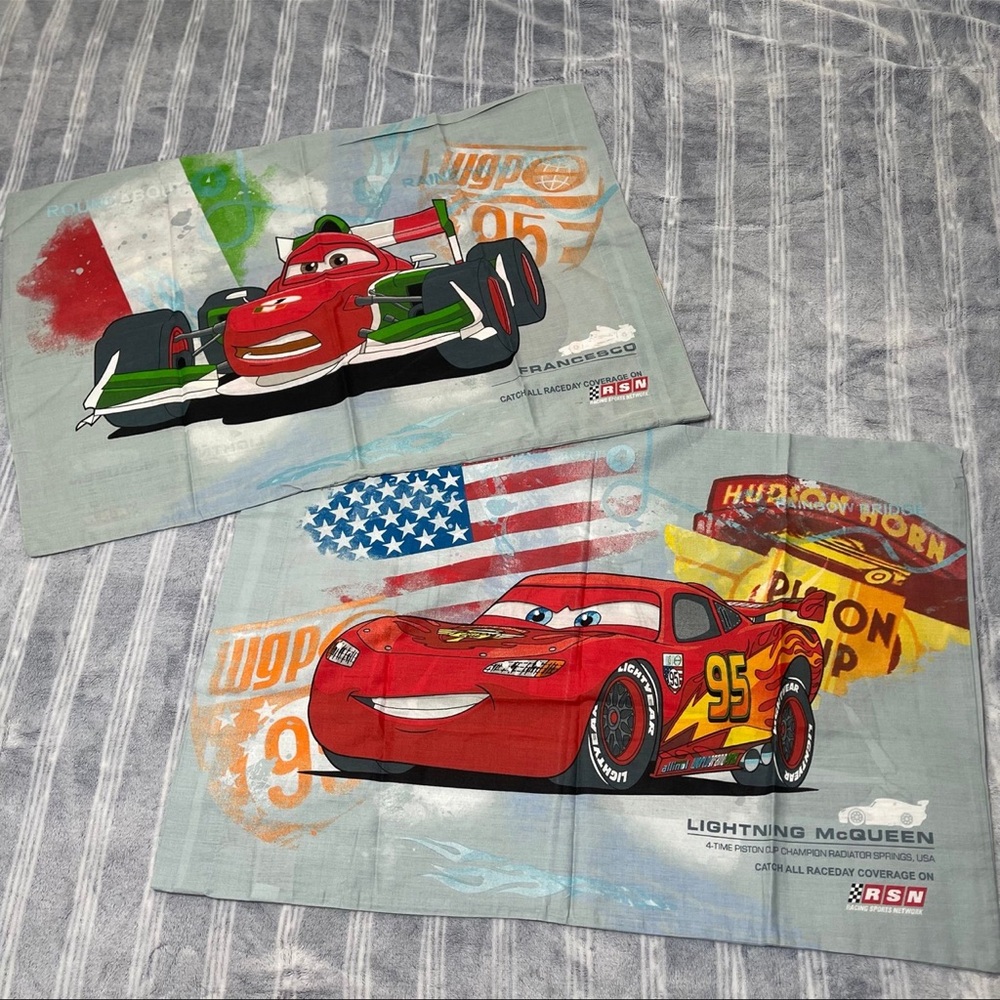 DISNEY PIXAR CARS PILLOWCASE SET LIGHTNING MCQUEEN & Francesco